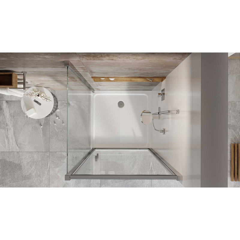 Feora 760mm W x 1950mm H Pivot Semi-Frameless Tub Door with Clear Glass, H 195 x W 80 cm