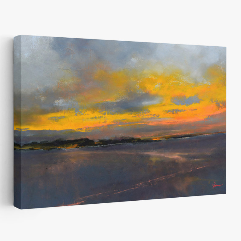 «Last Drive» - paysages levers et couchers de soleil or orange, H 40 po x l 60 po