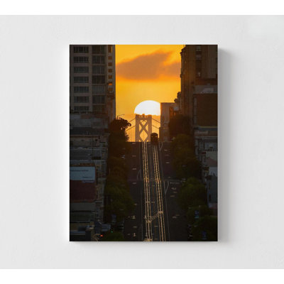 Reproduction d'affiche de coucher de soleil sur San Francisco par london sur le chemin de fer par Bruce Getty, art urbain