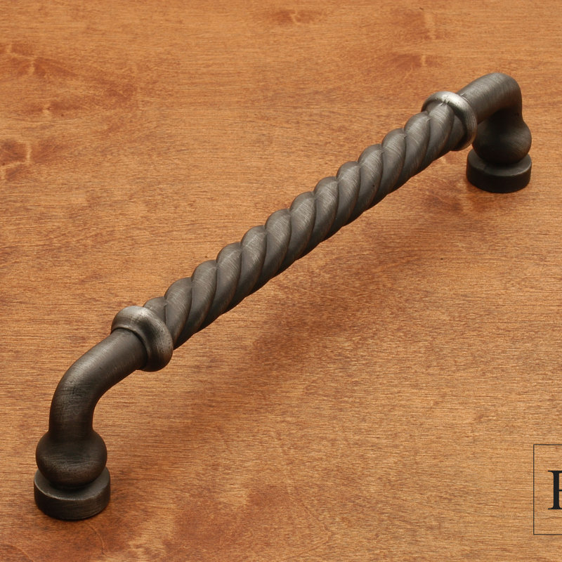 Distressed Nickel Brass 12" Rope Twist Appliance Pull