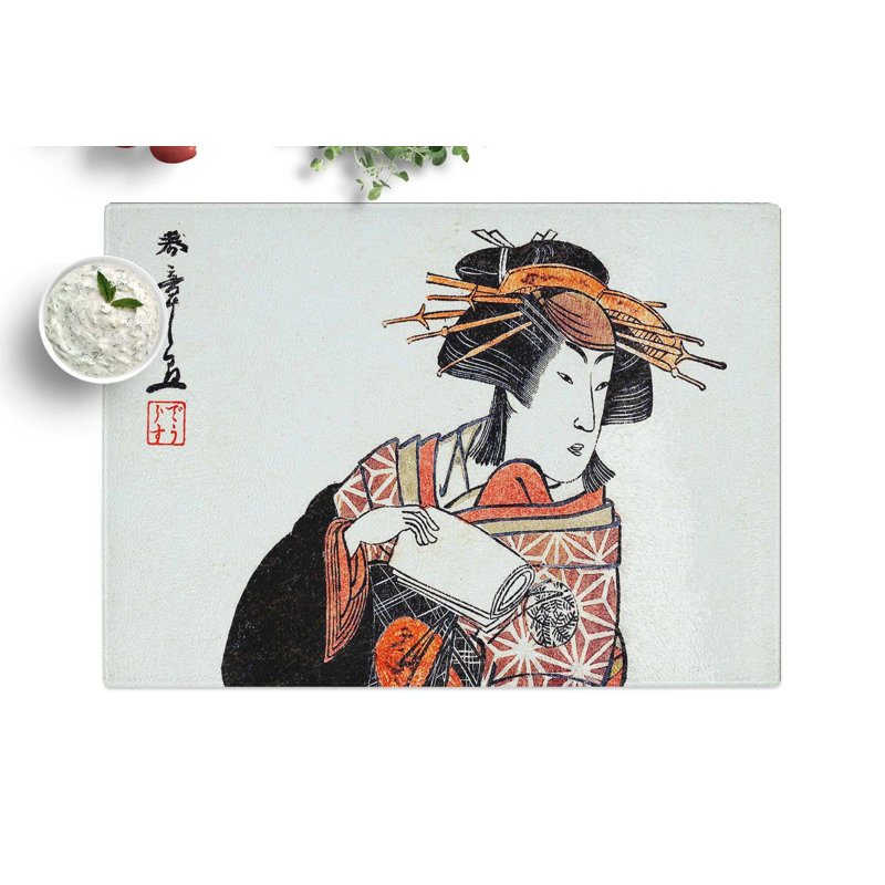 Tempered Glass Nakamura Riko by Katsukawa Shunsho Chopping Board, 39 cm x 28.5 cm