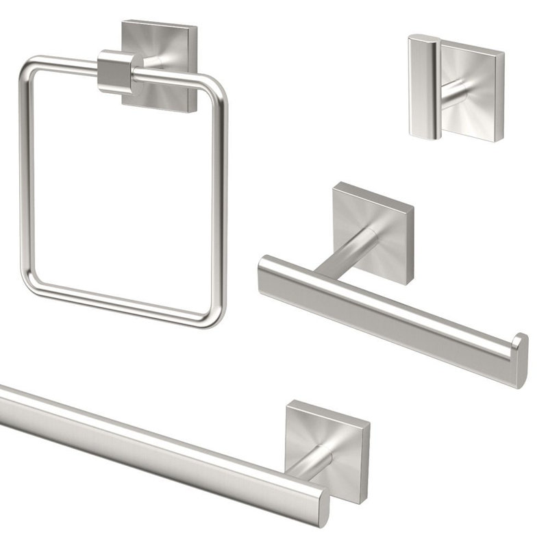 Ensemble de quincaillerie de salle de bain 4 pièces Elevate, Nickel satiné