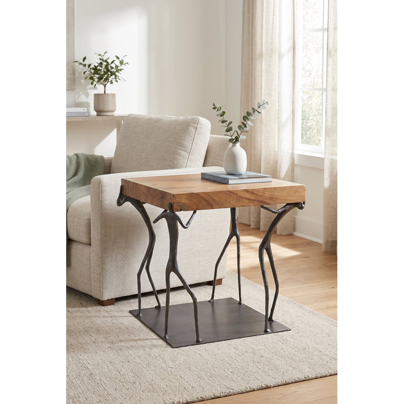 Atlas Side Table, Chamcha Wood/Metal, Natural
