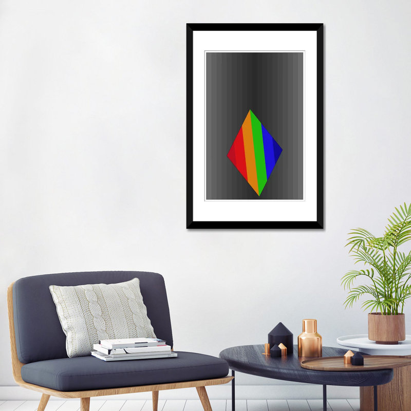Albree Modern Diamond Reflecting Light, impression sur toile, H 32 po x l 24 po x P 1 po, Papier avec cadre noir, Blanc