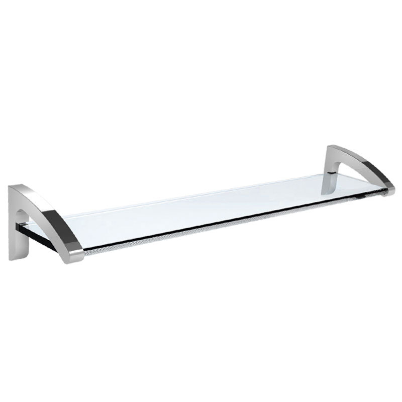 Kafka Glass Floating Shelf, Brushed Nickel