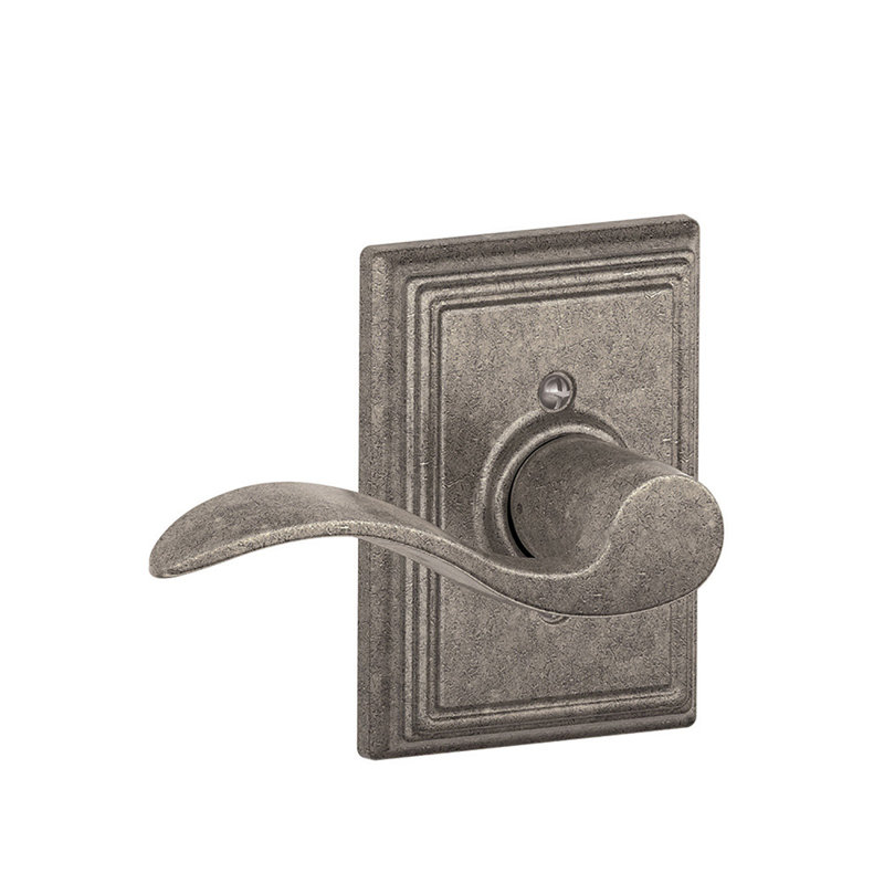 Accent Lever with Addison Trim Non-Turning Lock, Left Hand, Distressed Nickel