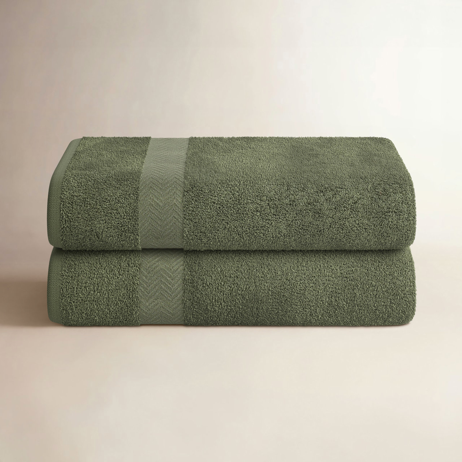 Quick-Drying Cotton Washcloth, Forest Green, 2 Pieces Towel Set