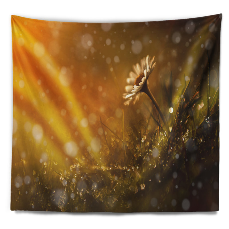 Forêt florale en polyester après pluie au tapisserie coucher de soleil avec accessoires suspendus inclus, H 68 po x l 80 po