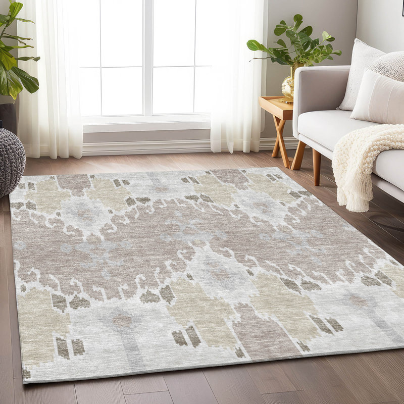 Tapis ivoire Prisco lavable à la machine de qualité supérieure, Rectangle 2 pi 6 po x 3 pi 10 po