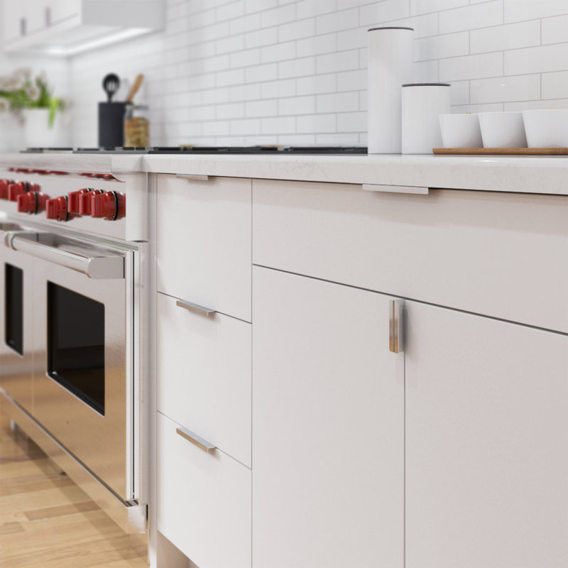 Polished Chrome Modern Finger Edge Bar Pull with Mounting Hardware