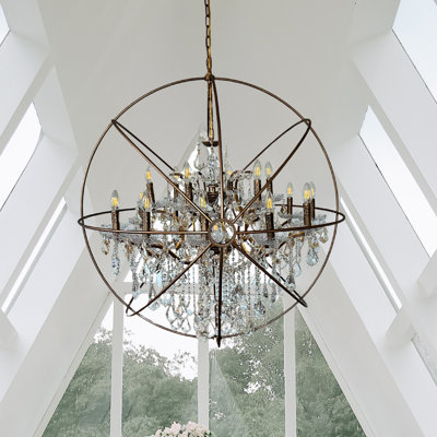 Modern 18-Lights Orbit Chandelier 44 Inches In Nickle