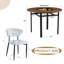 Table de salle à manger ronde moderne et minimaliste en bois brun avec des chaises ergonomiques blanches en PU-761342419
