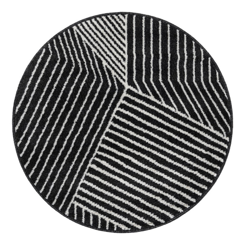 Latitude Run® Orkla Nikolis Rug Black, Round 3'1"