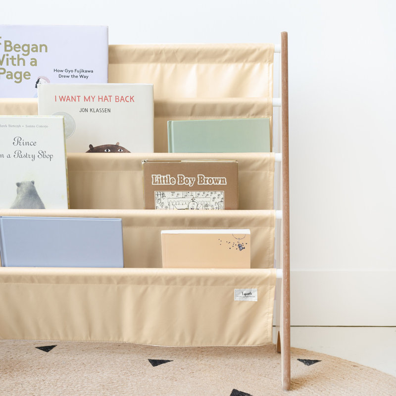 Beige Recycled Fabric Kids 4-Tier Book Rack