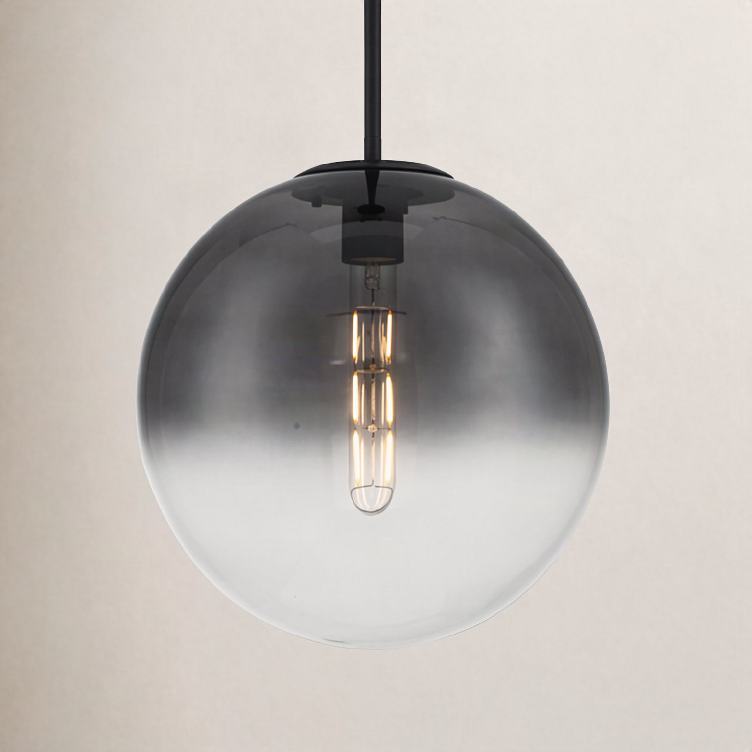 Dimmable Glass Globe Single Light Pendant, Matte Black