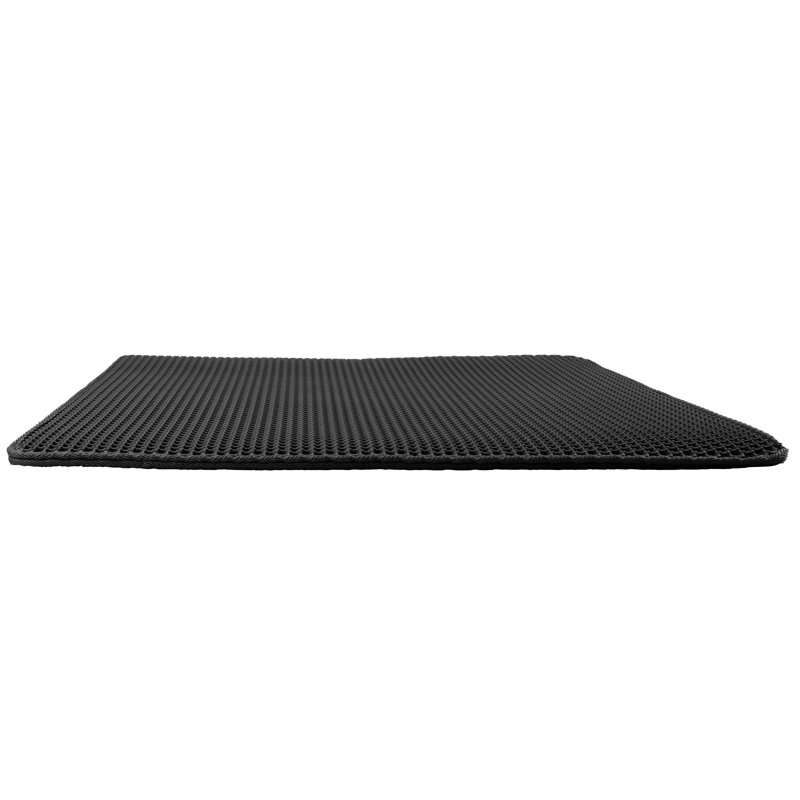 Black Dual-Layer Honeycomb Design Waterproof Cat Litter Mat