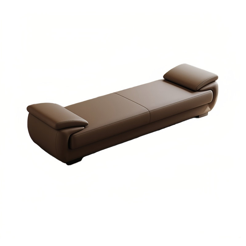 Banc rembourré en cuir véritable Mineta, Café