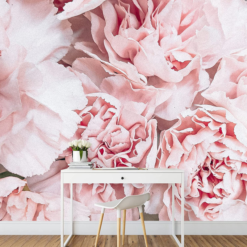 Vibrant rose fleur rose, L 66 po x l 96 po