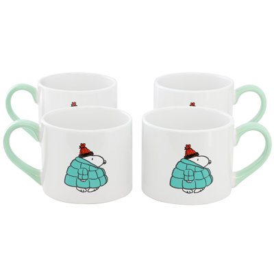  All Bundled Up 4 Piece 19 Ounce Stackable Stoneware Mug Set in Mint