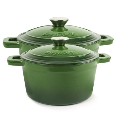 Neo 4Pc Cast Iron Set: 3Qt Covered Dutch Oven  & 7Qt Covered Stockpot, Oyster -  BergHOFF International, 2224260