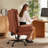 High-Back Cross-legged Office Chair with Flip-up Arms,Height Adjustable Swivel Ergonomic Executive Chair with Footrest and Side Pockets-121632998-115211742