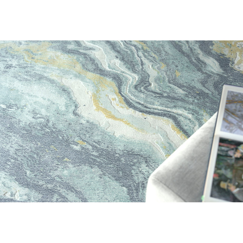 Gianni Abstract Area Rug in Blue/Gold/Ivory, Rectangle 9' x 12'