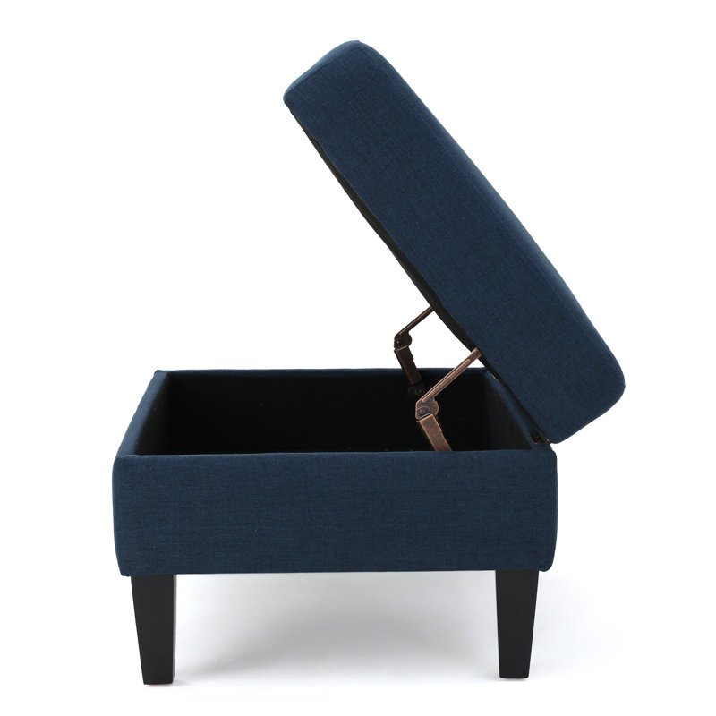 Anjuman Upholstered Ottoman, Dark Blue Polyester Blend, Dark Blue  