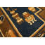 Tapis de selle antique en laine bleu marine et brun