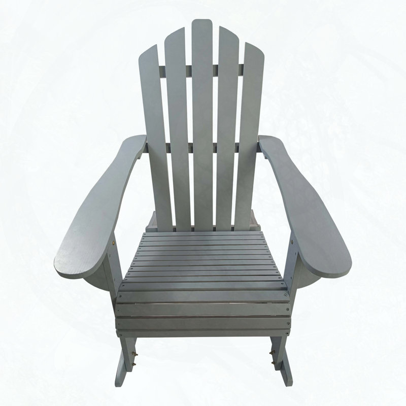 Wooden Outdoor Rocking Adirondack Chair – Reclining & Comfortable for Porch, Walnut