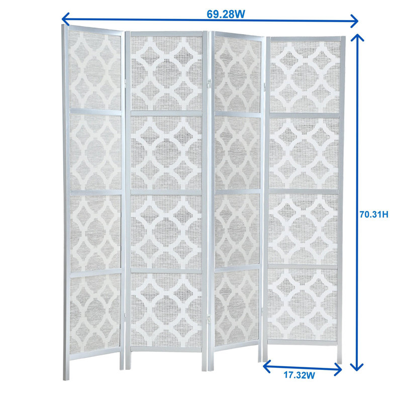 Gold Shoji-Inspired 4-Panel Folding Room Divider with Rice Paper Inlay