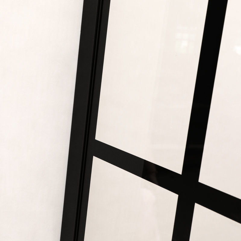 Porte de douche fixe noire matte 34 "x 72" - entrée ouverte, panneau simple, générateur de glamour de salle de bain 2 Elegance