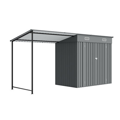 12 Ft. W X 4 Ft. D 2-in-1 Metal Storage Shed Pergola with Sloping Roof