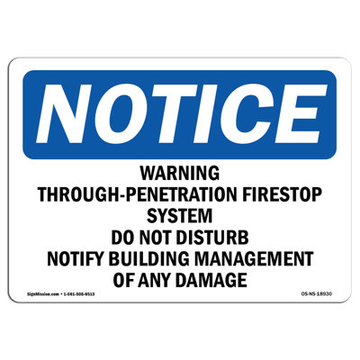 Warning Through-Penetration Firestop System Sign