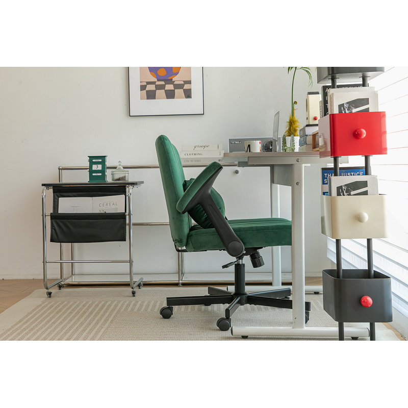Chaise de bureau Green Velvet Criss Cross, Vert