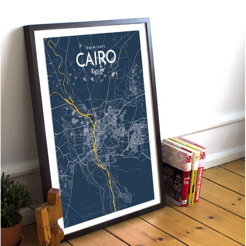 Cairo - Unframed Graphic Art Print on Paper, 60.2cm H x 27.9cm W x 0.1cm D, Blue