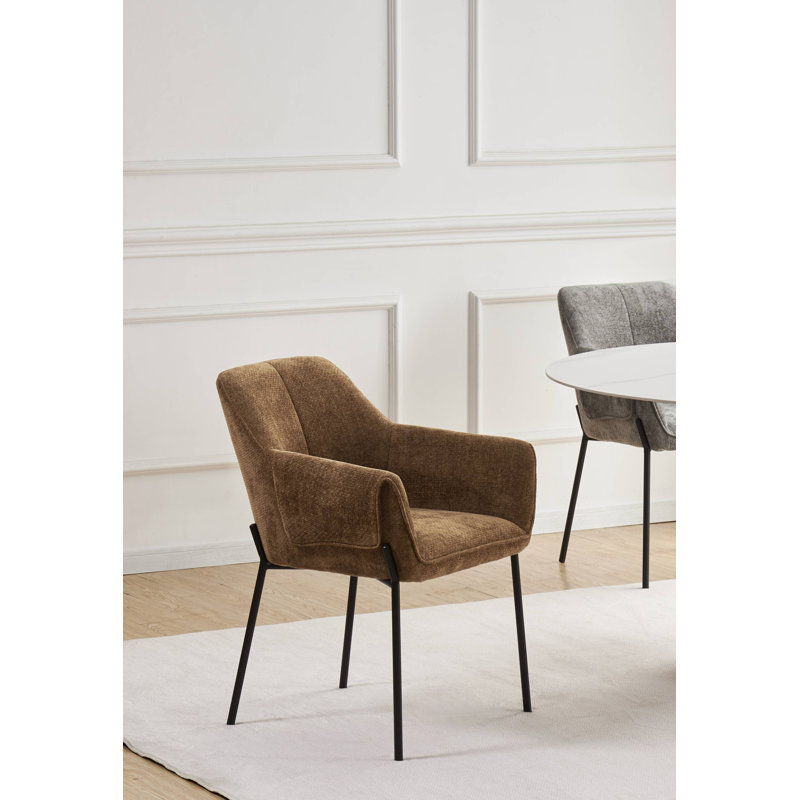 Milan Chenille Effect Dining Chair, Brown