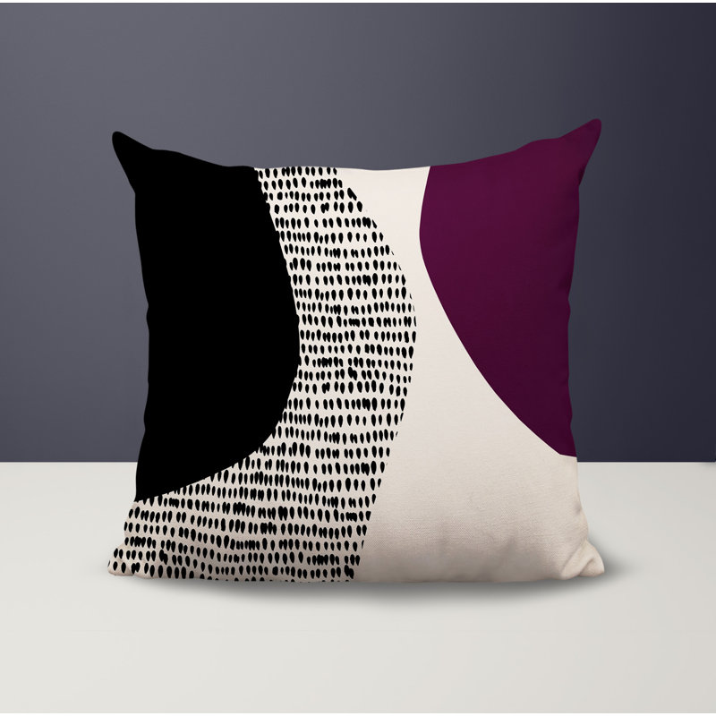 Coussin carré intérieur / extérieur pia, 19"H x 19"W, Mauve / noir / blanc cassé