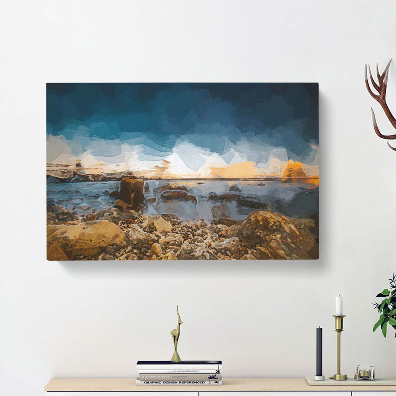 Ocean View In Abstract - Wrapped Canvas Painting, 35cm H x 50cm W x 3cm D