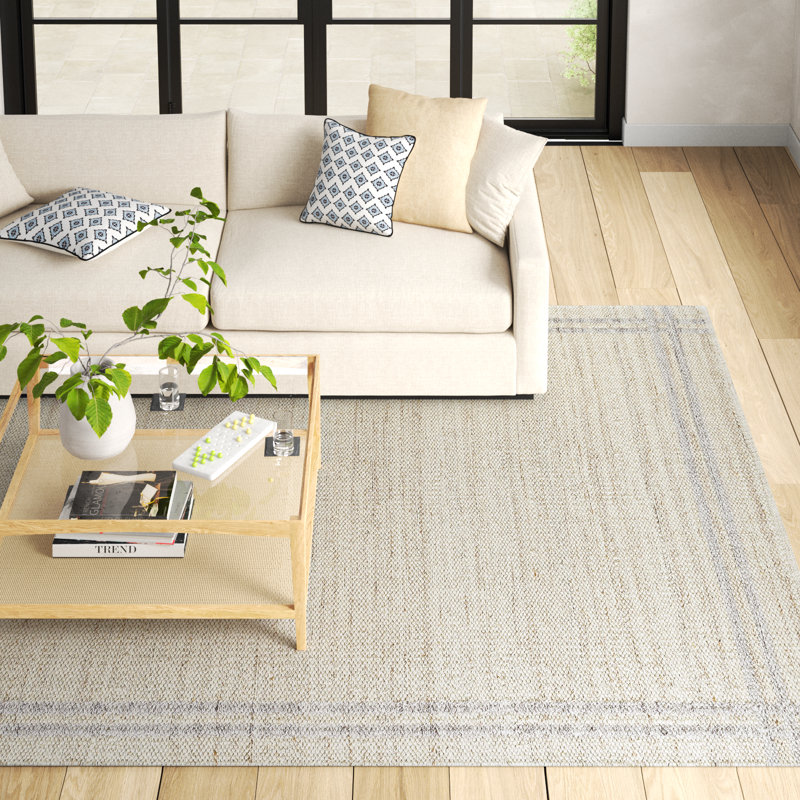 Lavande Wool Area Rug in Ivory, Rectangle 8'10" x 12'