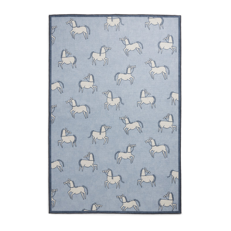 Scion Animal Print Area Rug, Blue, Runner 61 x 230 cm