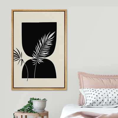 SIGNLEADER Framed Canvas Print Wall Art Geometric Dark Retro Vintage Palm Leaf Collage Abstract Shapes Illustrations Modern Art Boho Decorative Chic F