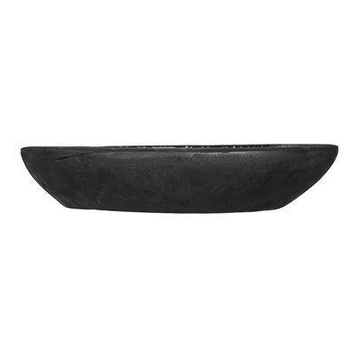 Bol décoratif en bois de teck Claymore - D12x3 "- noir