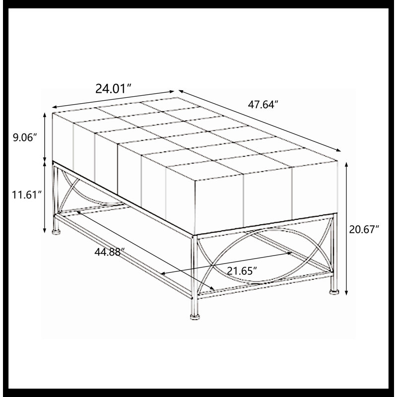 Zylyn Coffee Table, Rectangle Coffee Table With A Bottom Shelf, Modern Coffee Table