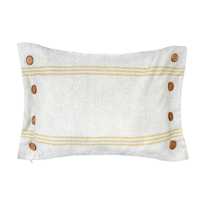 Housse de coussin en lin à boutons