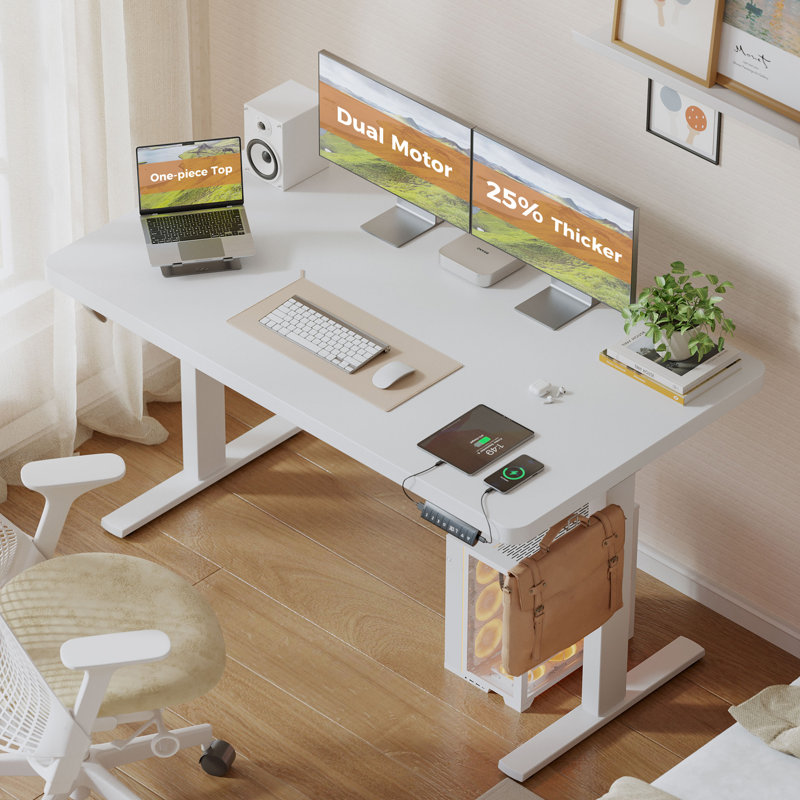 Bureau pour travailler debout 55 po, L 55 po x P 31 po, White/White