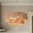 4 Light Gold Metal Rattan Drum Chandelier