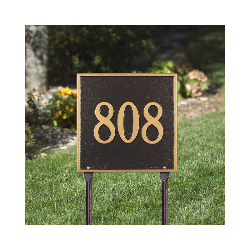 Plaque d'adresse sur 1 ligne, Noir et or, Oui