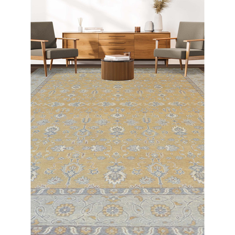 Wool Oriental Area Rug in Ivory, Rectangle 8' x 10'