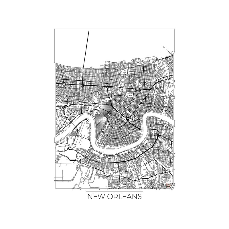 New Orleans Minimal Urban Blueprint Map by Hubert Roguski - Wrapped Canvas Print, 101.6 cm H x 66.04 cm W x 1.91 cm D