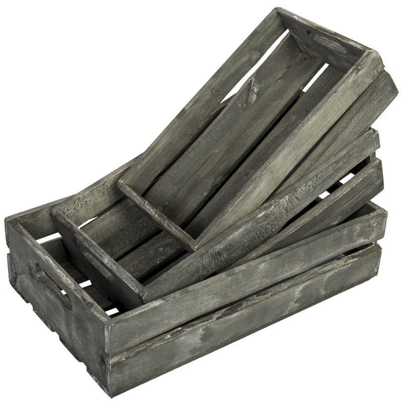 Ensemble de 3 caisses en bois massif